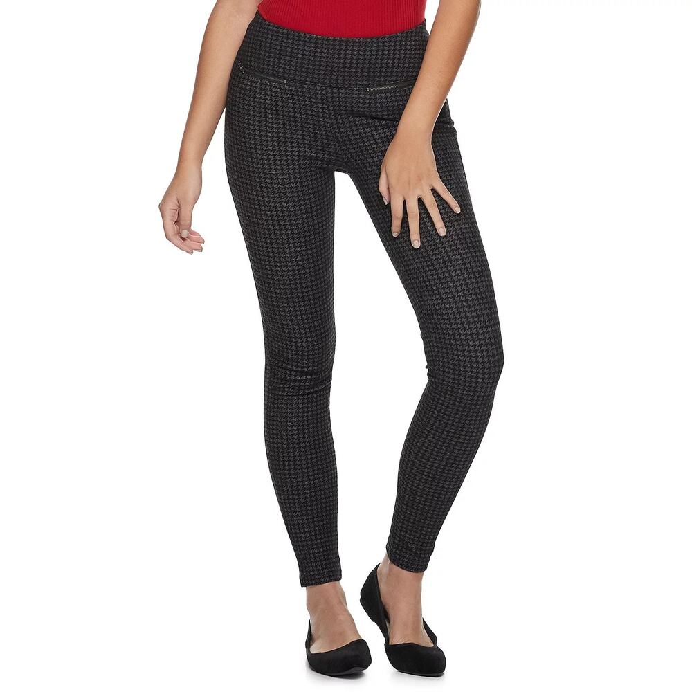 3086 MUDD FLX PONTE WOMENS HIGH RISE LEGGINGS SIZE MEDIUM BLACK/GRAY